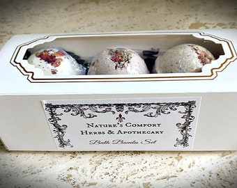 Bath Bombs Gift Set, Natural Bath, Bath Fizzies, Aromatherapy Bath Product, Botanical Bath Bombs, Essential Oil Fizzies, Bath Spa Products