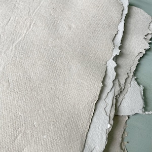 Rustic Handmade Papers, 10 pieces, deckle edged papers, recycled, rough style paper VARIETY pack, Assorted paper