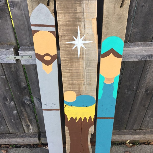 Vintage Very Rustic Nativity Set  made from Repurposed Pallet Wood Reclaimed
