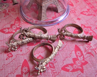 Set of Four Antique Curtain Rings French Ormalou Gold