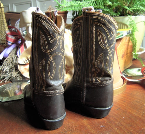 Vintage Child Kids Childrens Cowboy Boots Leather Hig… Gem