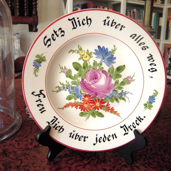 Antique German "Spruch" (Sayings) Plate Hand Painted