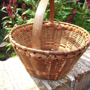 Antique Gathering Egg Basket Western North Carolina Round Oak Splint ...