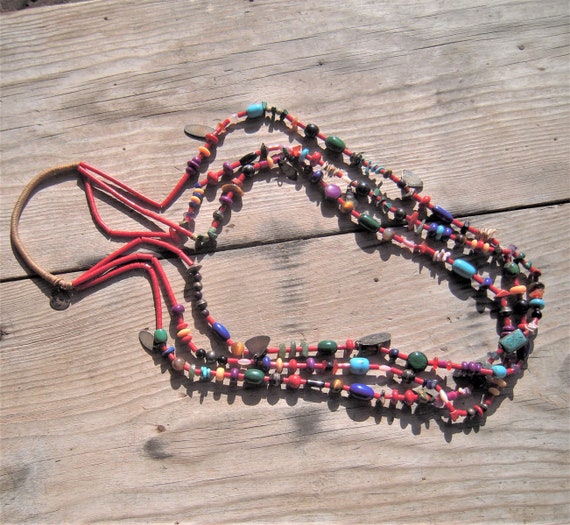Fabulous Vintage Native American Navajo 3 Strand Coral Sterling Silver Necklace Fabulous Vintage Native American Navajo 3 Strand Coral Sterling Silver Necklace