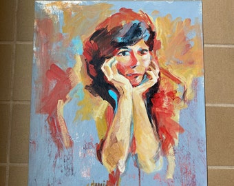 Mid-Century Original Portrait Painting of A Woman