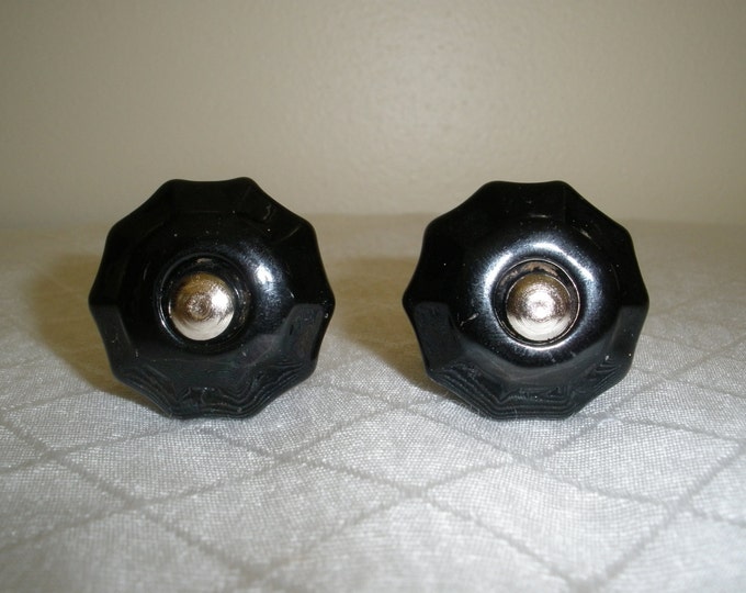 Salvaged Black Glass Drawer Pulls/ Furniture Knobs / Dresser / Etsy