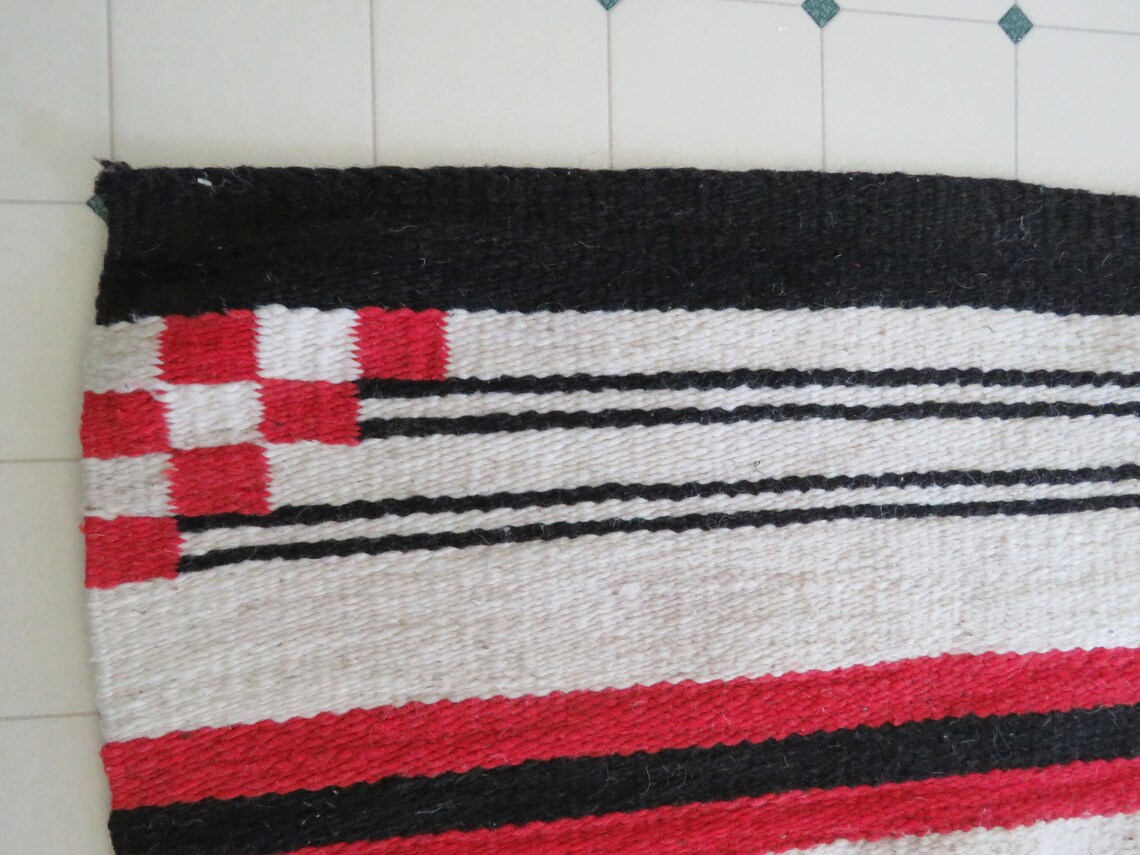 Vintage Mexican Hand Woven Zapotec Throw Saddle Blanket Navajo Etsy