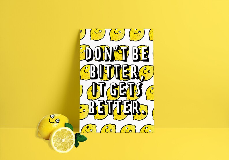 Don't Be Bitter Lemons A4 Print Colourful Poster Kids or Adults Etsy UK