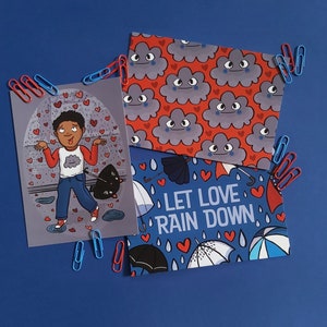 LET LOVE RAIN - Februar Postkarte Club 2020 - Briefpapier Set