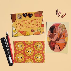 SUNSHINE LIES AHEAD - June Postcard Club 2020 - Ensemble de papeterie - Pride Postcards