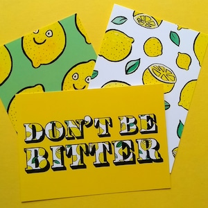Don’t Be Bitter Postcards - Impressions d’art au citron - A6 Matte Postcard 3 Pack