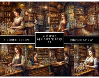 Victorian Apothecary Digital Paper: Herbalist, Plants (8.5"x11" JPG)