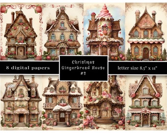 Gingerbread House Christmas Journal Paper: Victorian Cottagecore (8.5"x11" JPG  Digital Download)