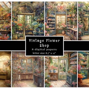 Set di carta digitale Vintage Flower Shop: stile vittoriano rococò (8,5x11&quot; JPG)