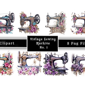 Vintage Sewing Machine Clipart: Victorian Style (Digital Download)