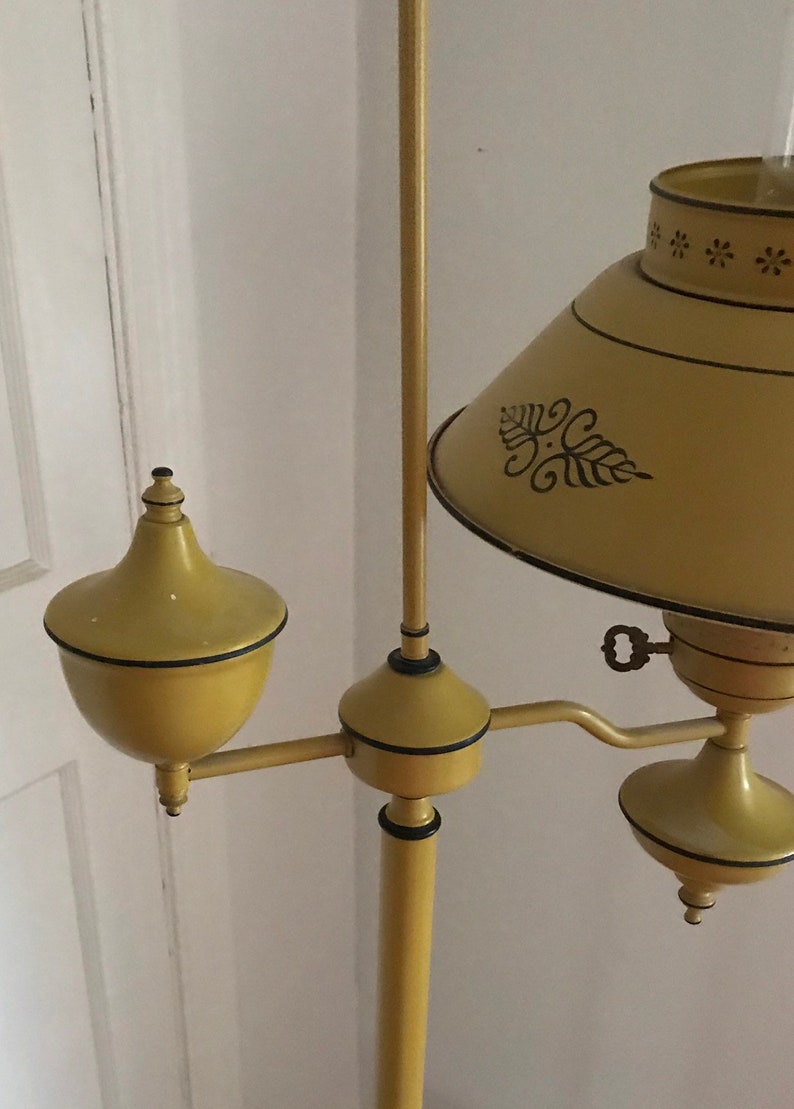 Vintage Toleware Floor Lamp Country Mustard Yellow