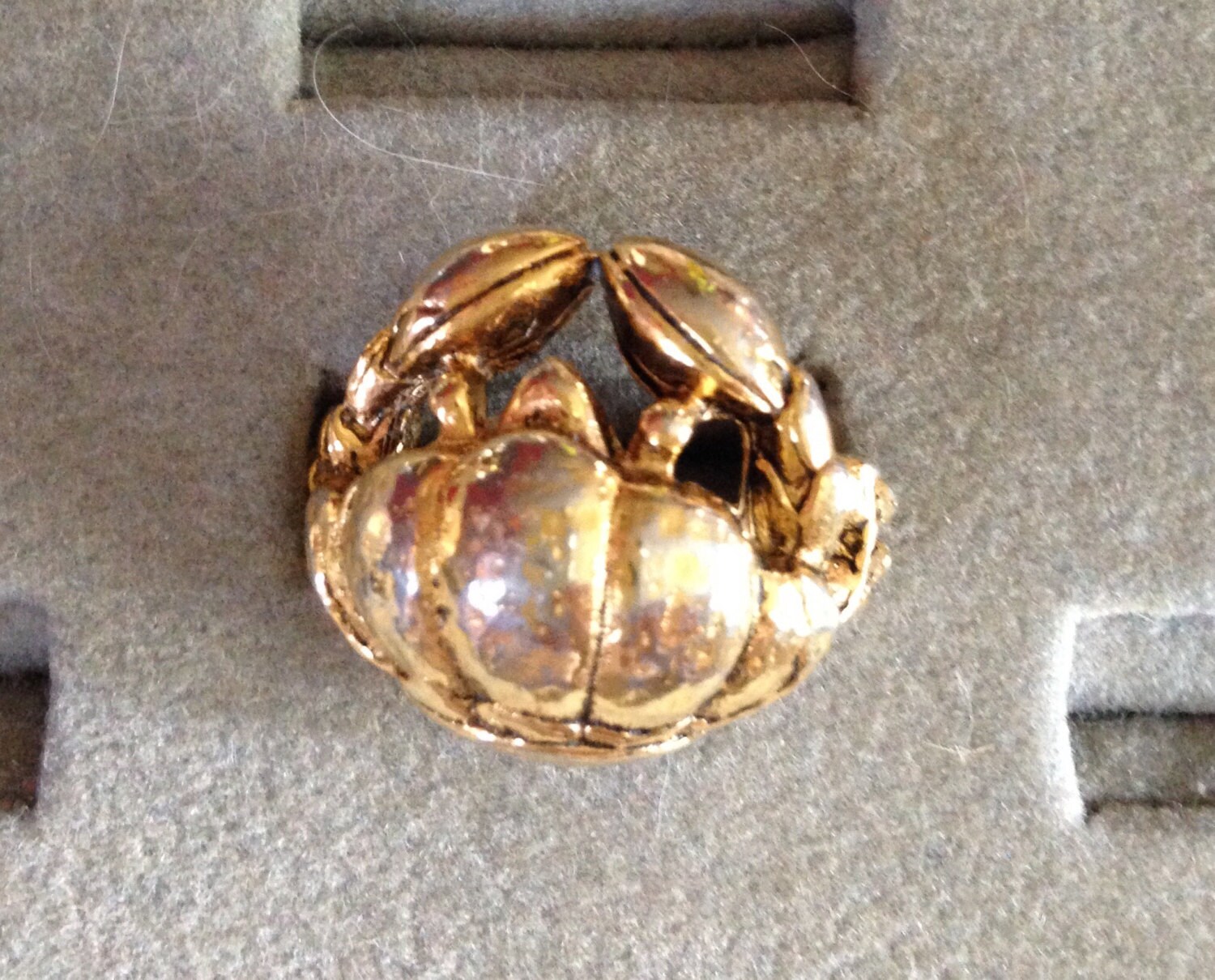 Crab ring 1960's adjustable goldtone Etsy