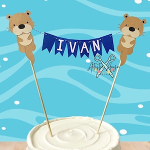 Otter Cake Bunting Topper Smash Cake Otter Birthday image 1