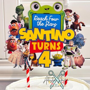 Toy Story 5 Cake Topper - Lilypad Buzz and Woody - Blue and Yellow Party Decorations - Toy Story Birthday Party