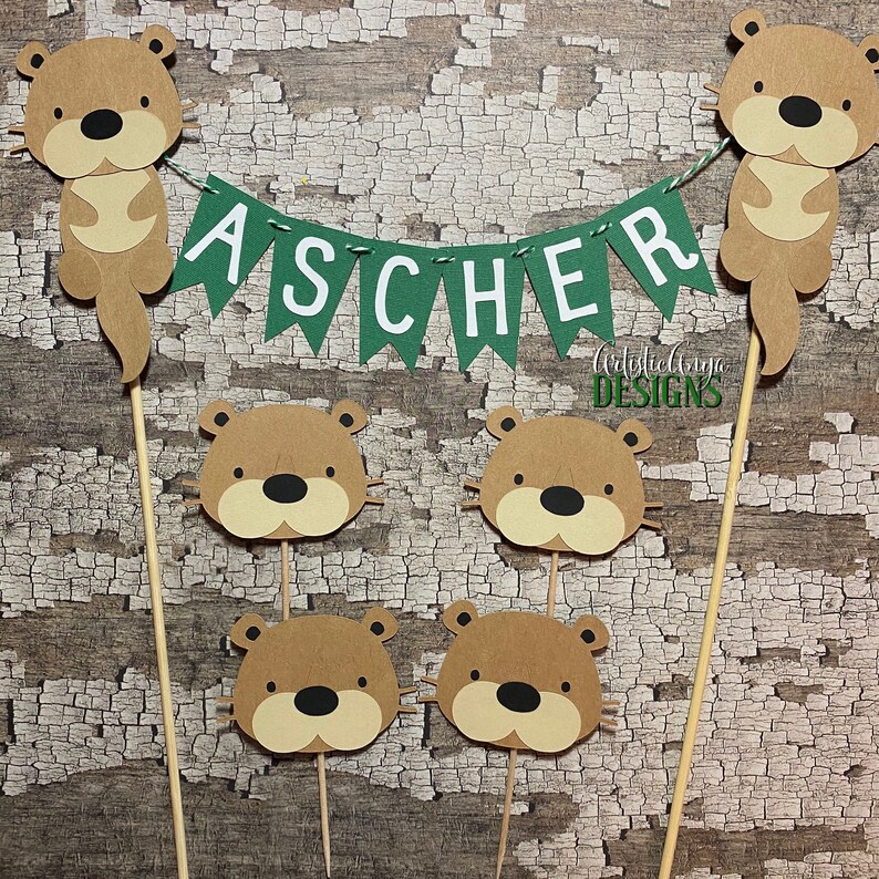 Otter Cake Bunting Topper Smash Cake Otter Birthday Cake Bunting+4Otters