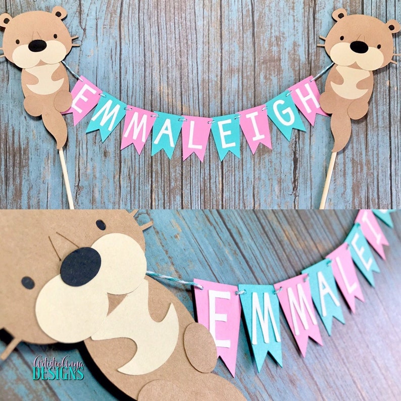 Otter Cake Bunting Topper Smash Cake Otter Birthday image 2