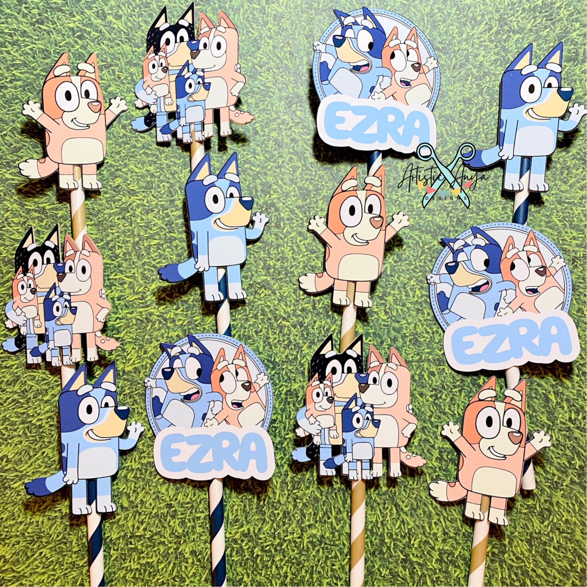 Personalized Bluey Family Cupcake Toppers