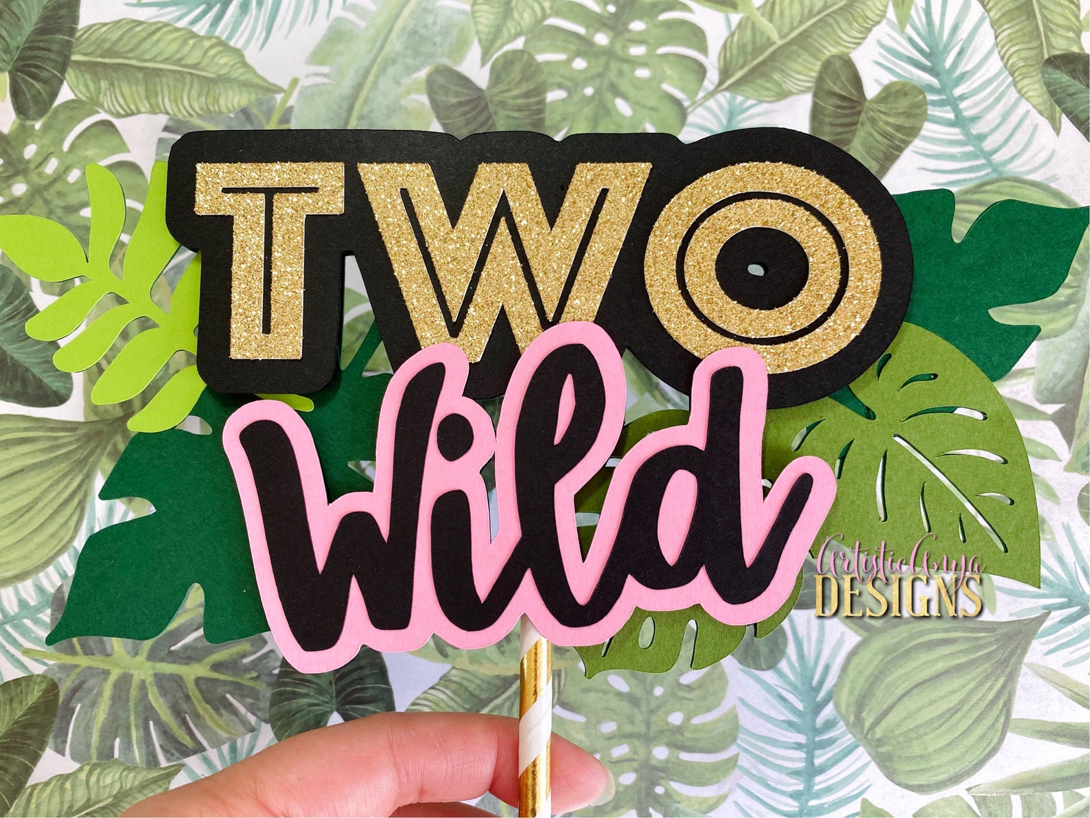 Safari TWO Wild Cake Topper With Gold Glitter Animals- Jungle Themed ...