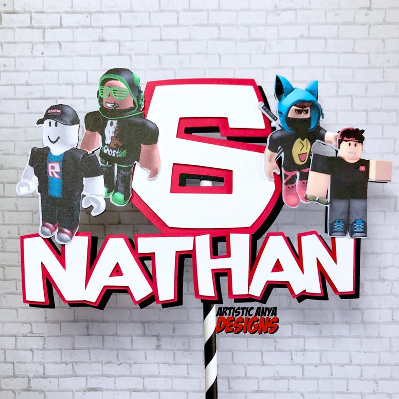 Roblox Cake Topper Roblox Themed Birthday Party Decorations Red Black White - 