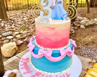 Cinderella Gold Glitter Carriage Cake Topper Princess Party Etsy Hong Kong