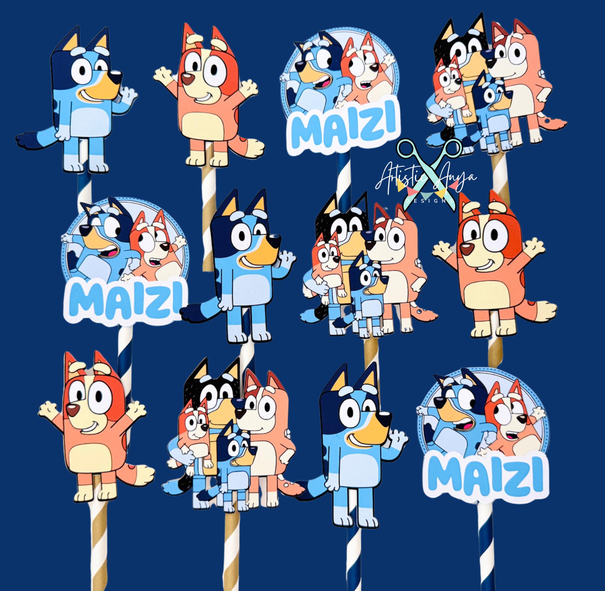 Personalized Bluey Family Cupcake Toppers