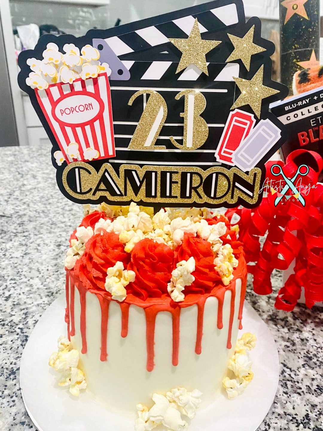 Movie Night Cake Topper Hollywood Movie Star Party Decorations Age  Name Topper Italia