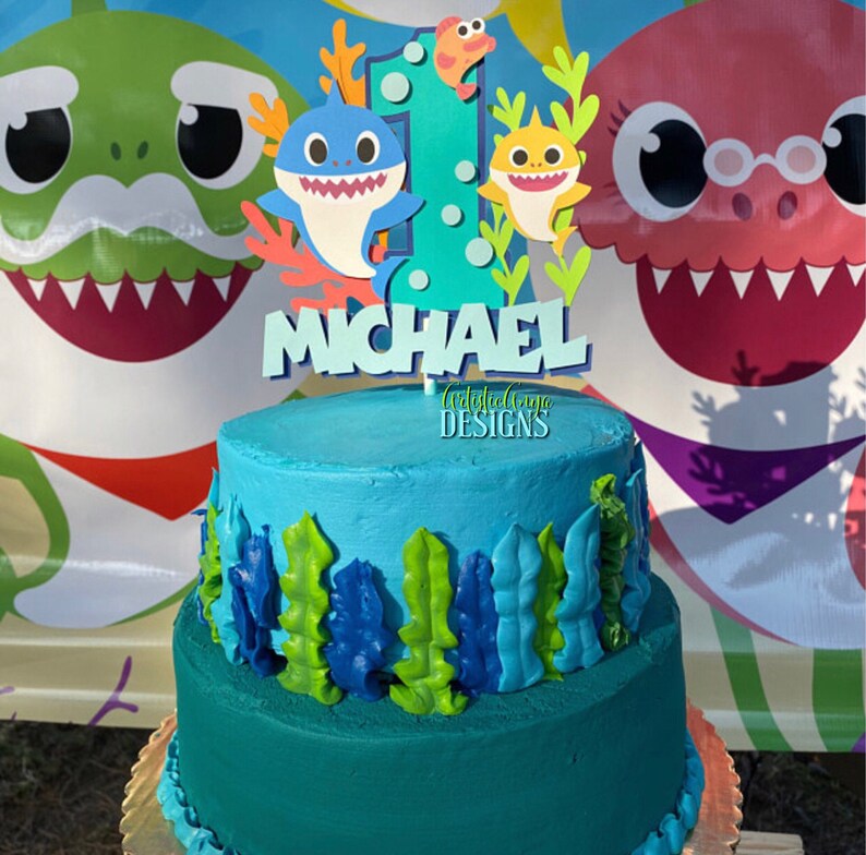 Baby Shark Doo Doo Cake Topper Smash Cake Ocean Themed Etsy