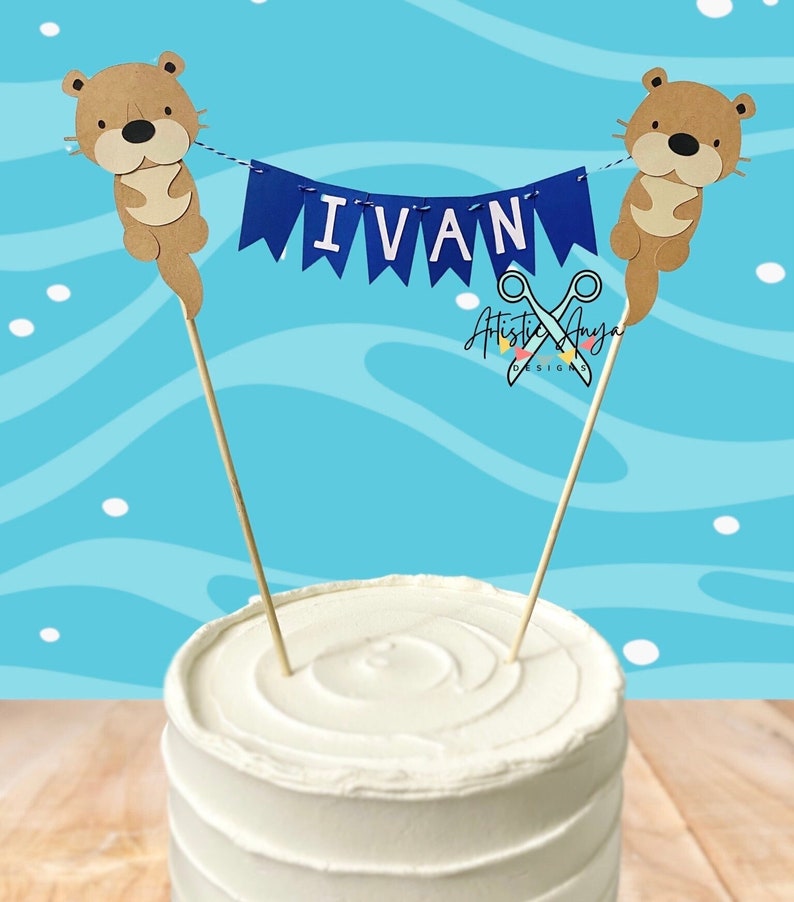 Otter Cake Bunting Topper Smash Cake Otter Birthday image 1