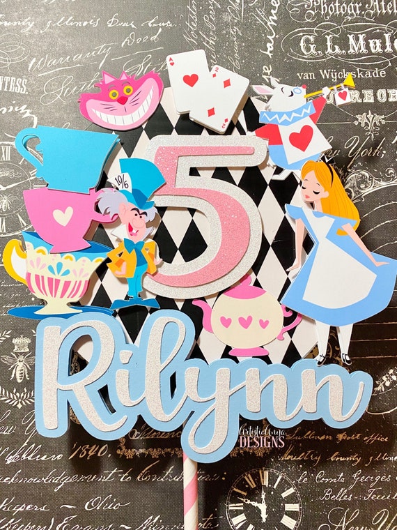 Alice in Wonderland Cake Topper Alice in Wonderland Decorations  Personalized Cake Topper 