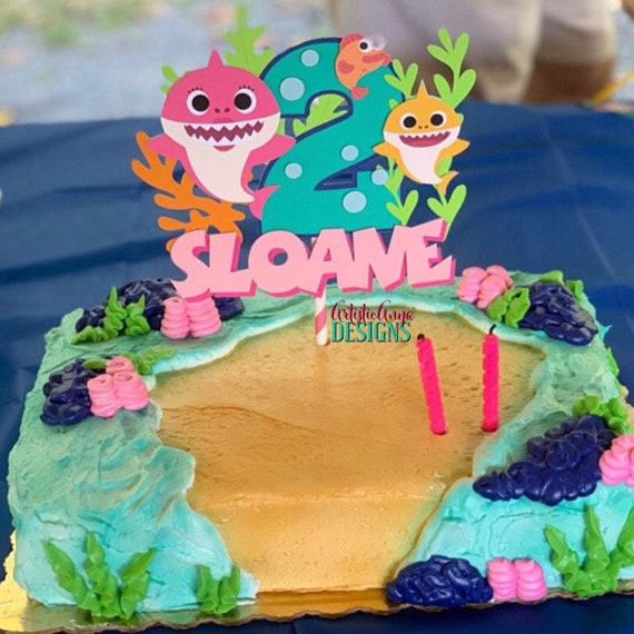Pink Baby Shark Doo Doo Cake Topper For Girls Smash Cake Etsy