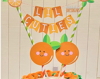 Little Cutie Topper Per Torta Con Glitter – Tema Agrumi, Oro E Arancione, Per Baby Shower, Compleanno, Decorazione Festa, Non Commestibile