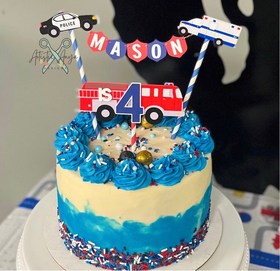 Bymivofun Lot De 28 Toppers De Gâteau De Pompier, Décoration