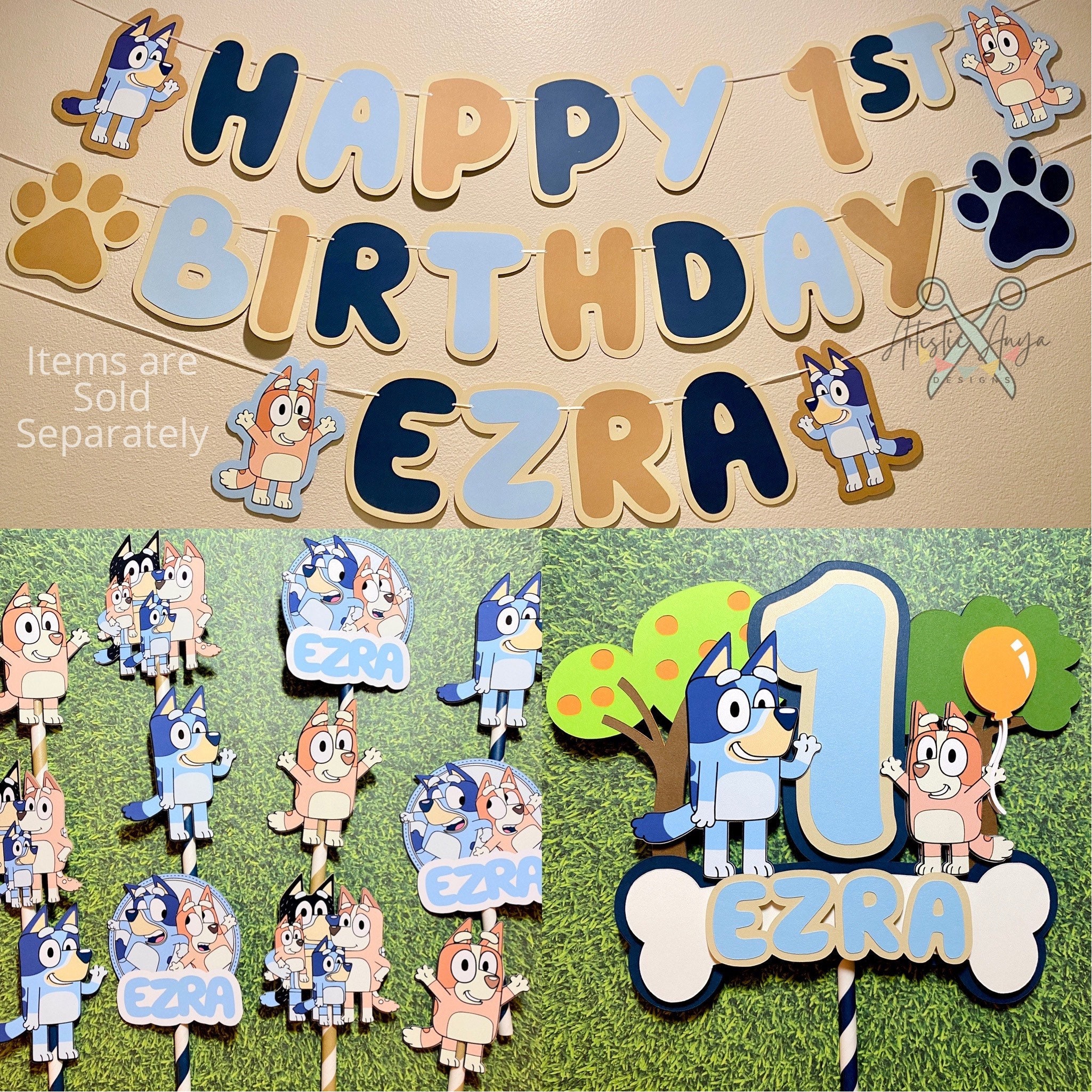 Personalized Bluey Family Cupcake Toppers