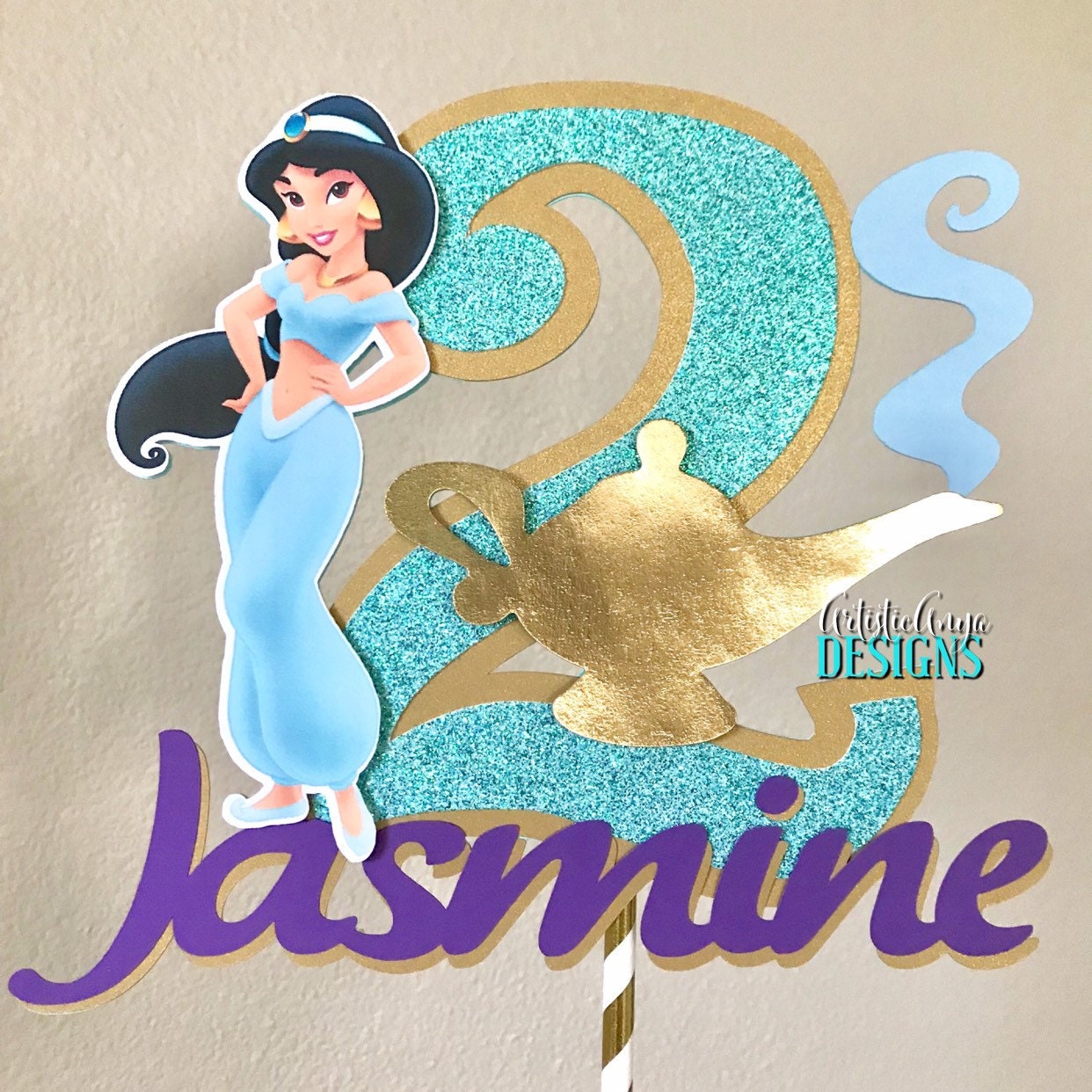 Princess Jasmine Cake Topper Aladdin Themed Birthday Genie - Etsy