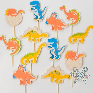 Dinosaur Cupcake Toppers - Set of 12 - Dino Party Decorations