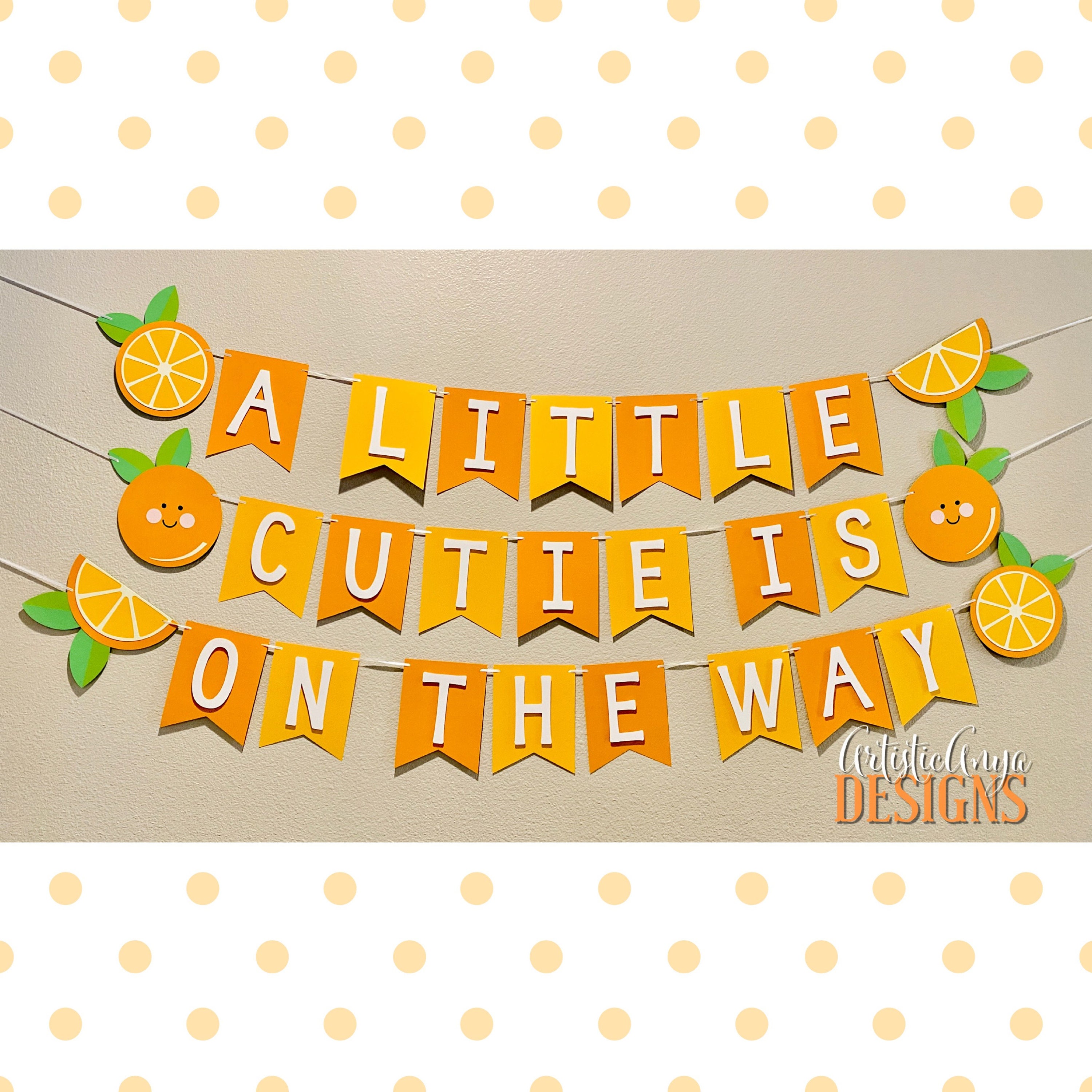 Little Cutie Lot De 2 Décorations De Fête Prénatale Orange