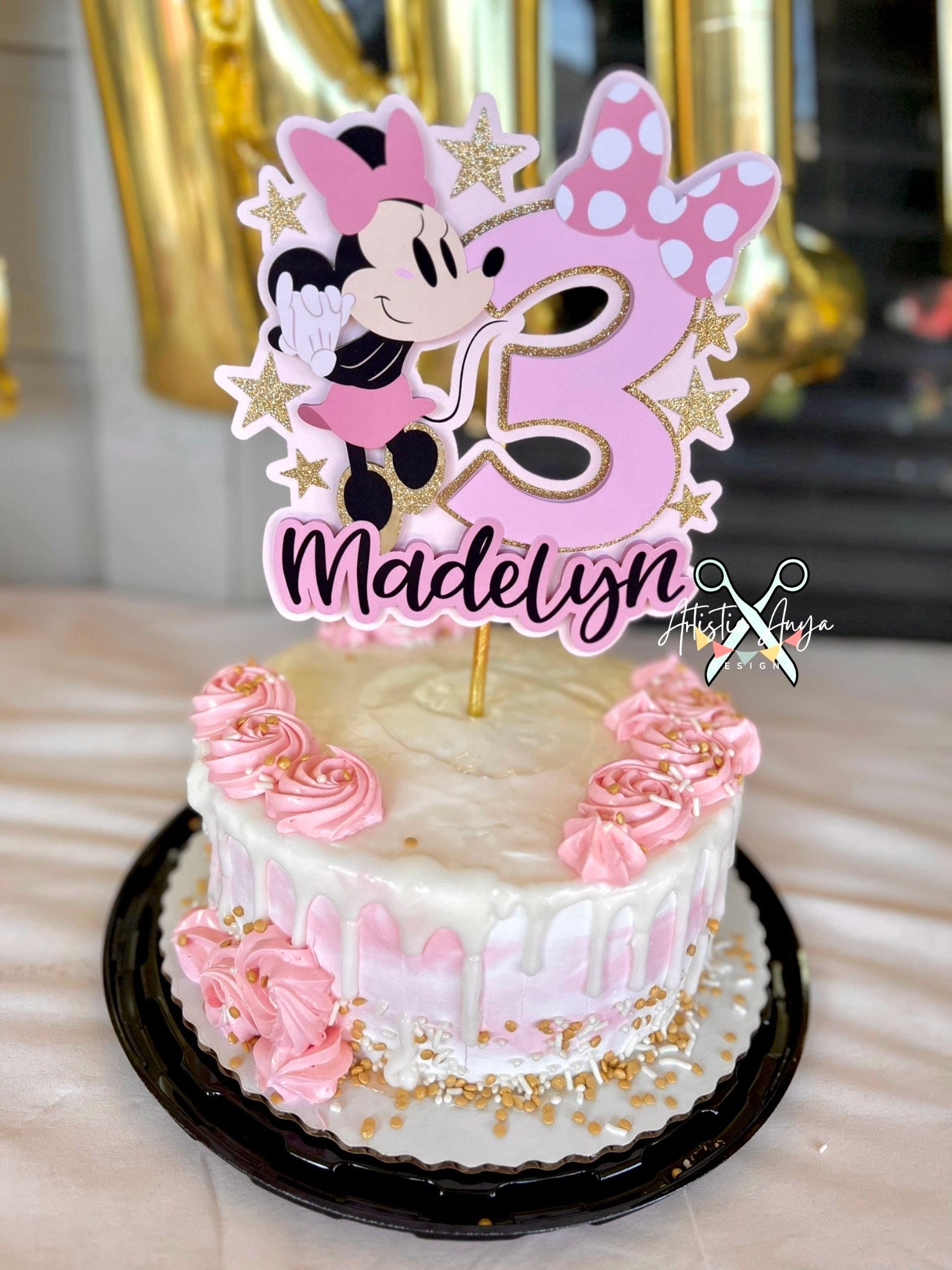 Déco Anniversaire Minnie Mouse – Confettis Rose Et Blanc – Fait Main (USA)
