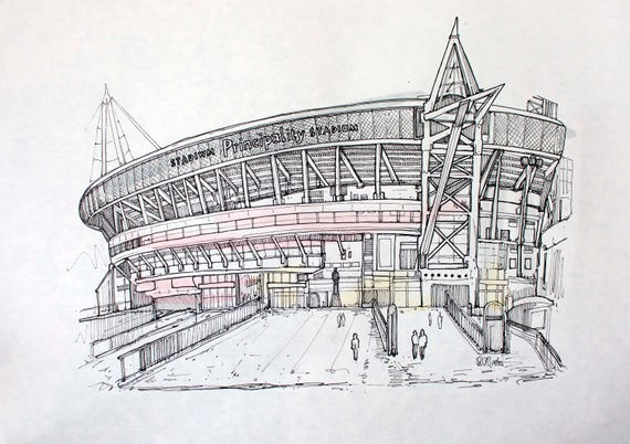 Sketch Cricket Stadium Drawing - ImageFootball