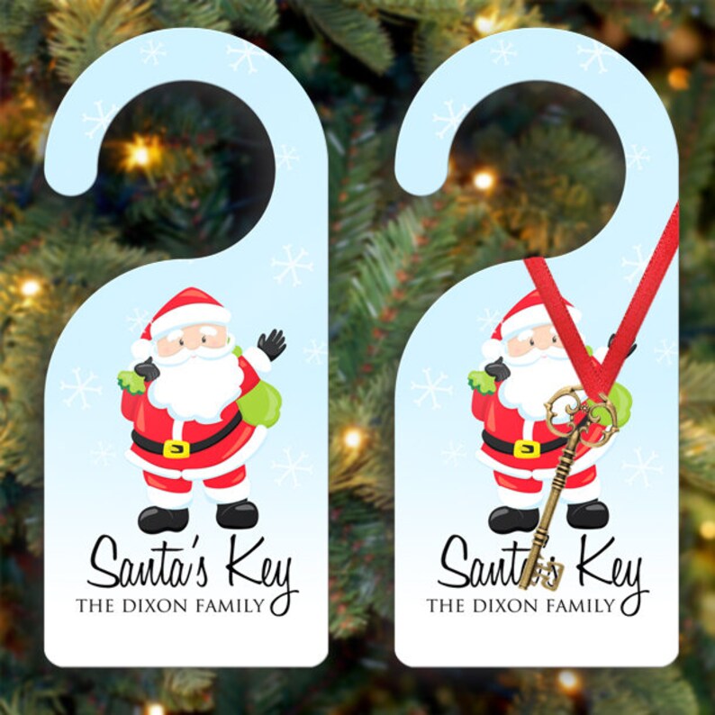 Snowy Santa S Key Door Hanger Personalized Image 0