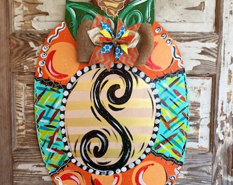 Fall Door Hanger - Pumpkin Door Decor - Autumn Door Sign - Thanksgiving Door Hanger - Fall Wreath - Personalized Door Decor