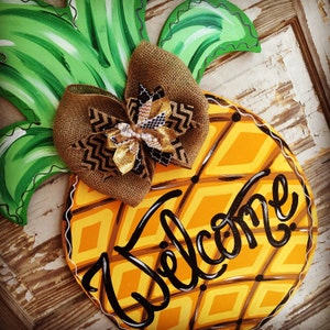 Personalized Door Hanger - Spring Door Hanger - Summer Door Hanger - Pineapple Door Hanger - Spring Decor - Summer Decor - Door Decor