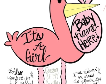 TEMPLATE - Baby Door Hanger Template - DIY Door Hanger - Door Decor Template - Stork Template - Downloadable Door Hanger