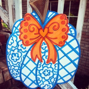 Chinoiserie Pumpkin Door Hanger - Chinoiserie Door Decor - Personalized Door Hanger - Fall Decorations - Pumpkin  Decor