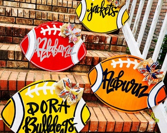 SALE!!  Football Door Hanger - Football Sign - Football Door Decor - Sports Door Hanger- Football Decor- Summer Door Hanger - Football Mom