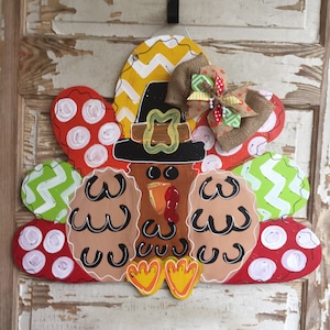 Thanksgiving Door Hanger - Fall Door Hanger - Turkey Door Hanger - Turkey Wreath - Thanksgiving Decor - Personalized Thanksgiving Decor